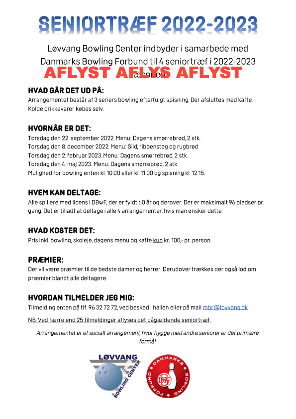 AFLYST AFLYSTSeniortræf 2022-2023, Løvvang